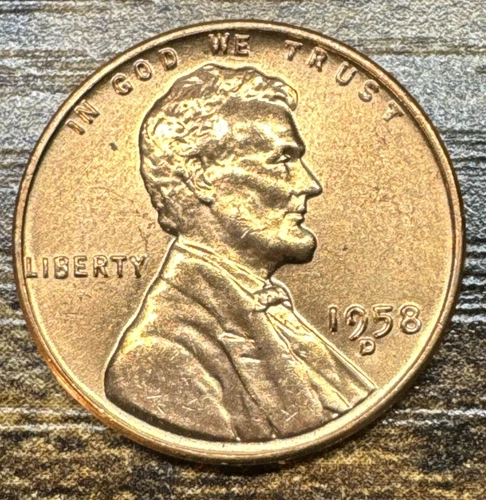 1958 D GEM BU Red Lincoln Wheat Cent Penny From Original Bank Roll FREE SHIPPING