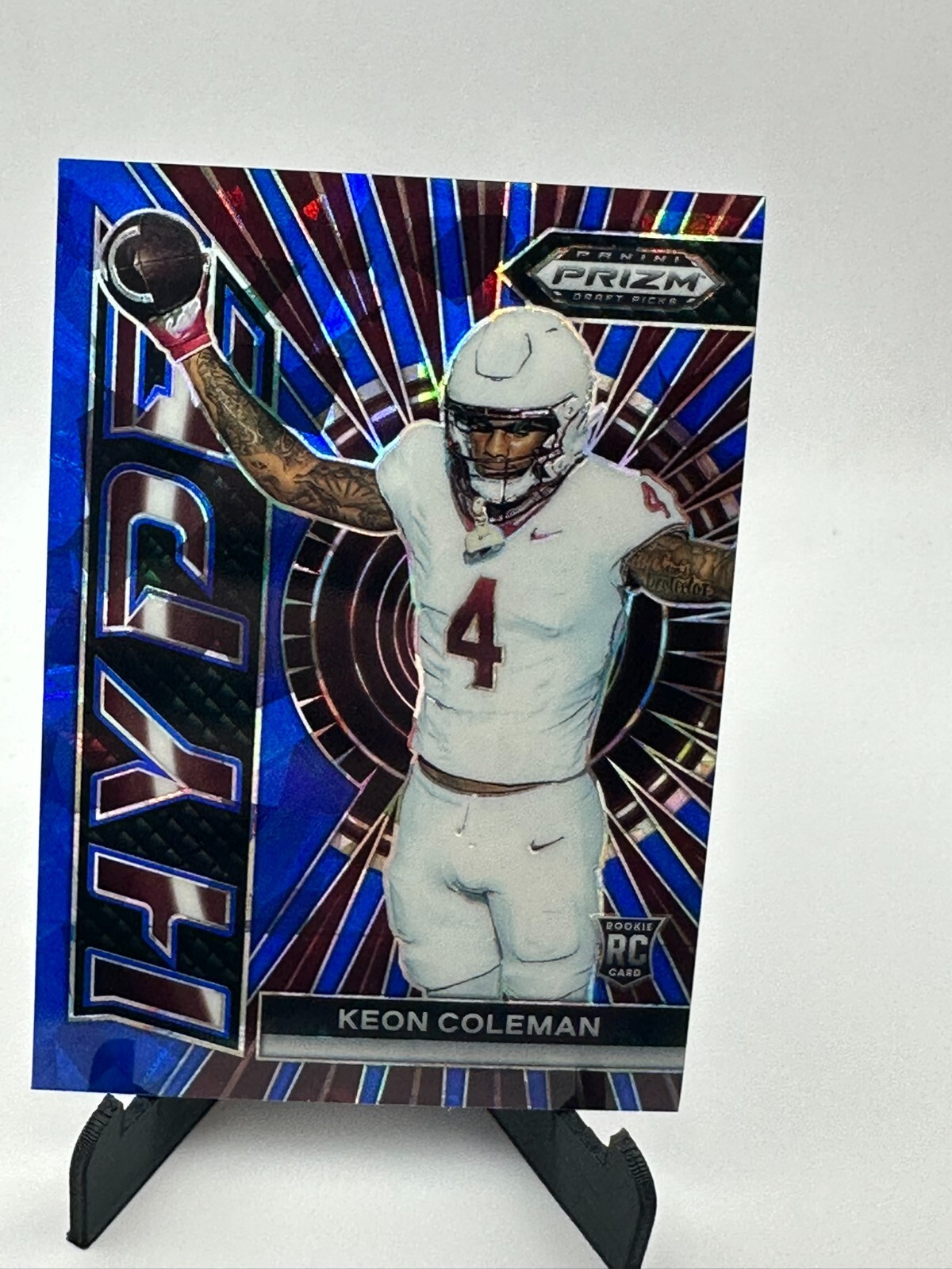 2024 Panini Prizm Draft Pick Blue Cracked Ice Hype Keon Coleman /99 FSU Bills RC