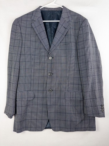 Ermenegildo Zegna Soft Blazer 42L Plaid 3 Button Single Breasted Wool Blend