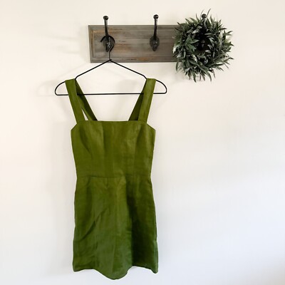 NEW Reforrmation Moss Green Linen Brigitte Dress 2