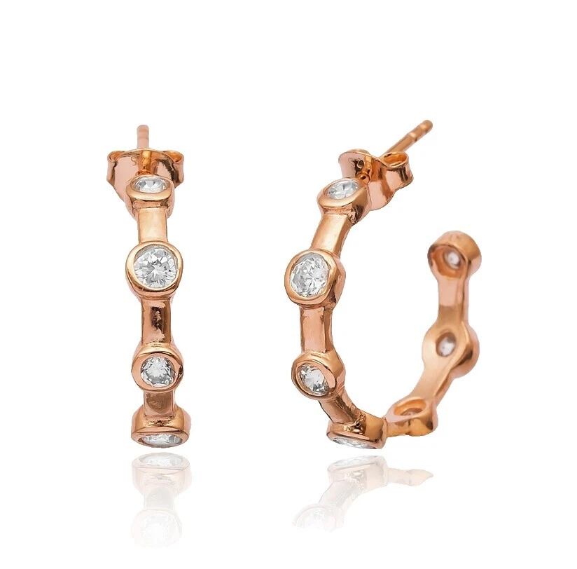 Topaz Hoop Rose Gold Fashion Earrings