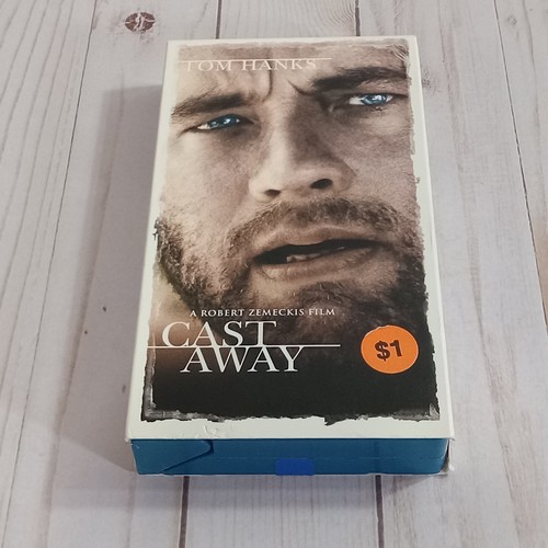 Cast Away VHS Tape 2000 Adventure Thriller Tom Hanks Blue Rental Copy SHIPS FREE - Picture 4 of 12