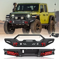 YEEGO New Steel Front/Rear Bumper W/Winch Plate For 2020-2024 Jeep Gladiator JT