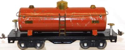 Prewar Lionel 515 Standard gauge Tank Car Terra Cotta Orange Brass