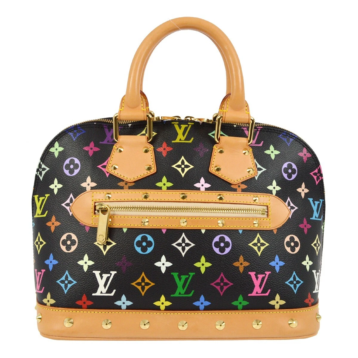 Louis Vuitton Black Monogram Multicolor Alma Handbag M92646 FL0073  