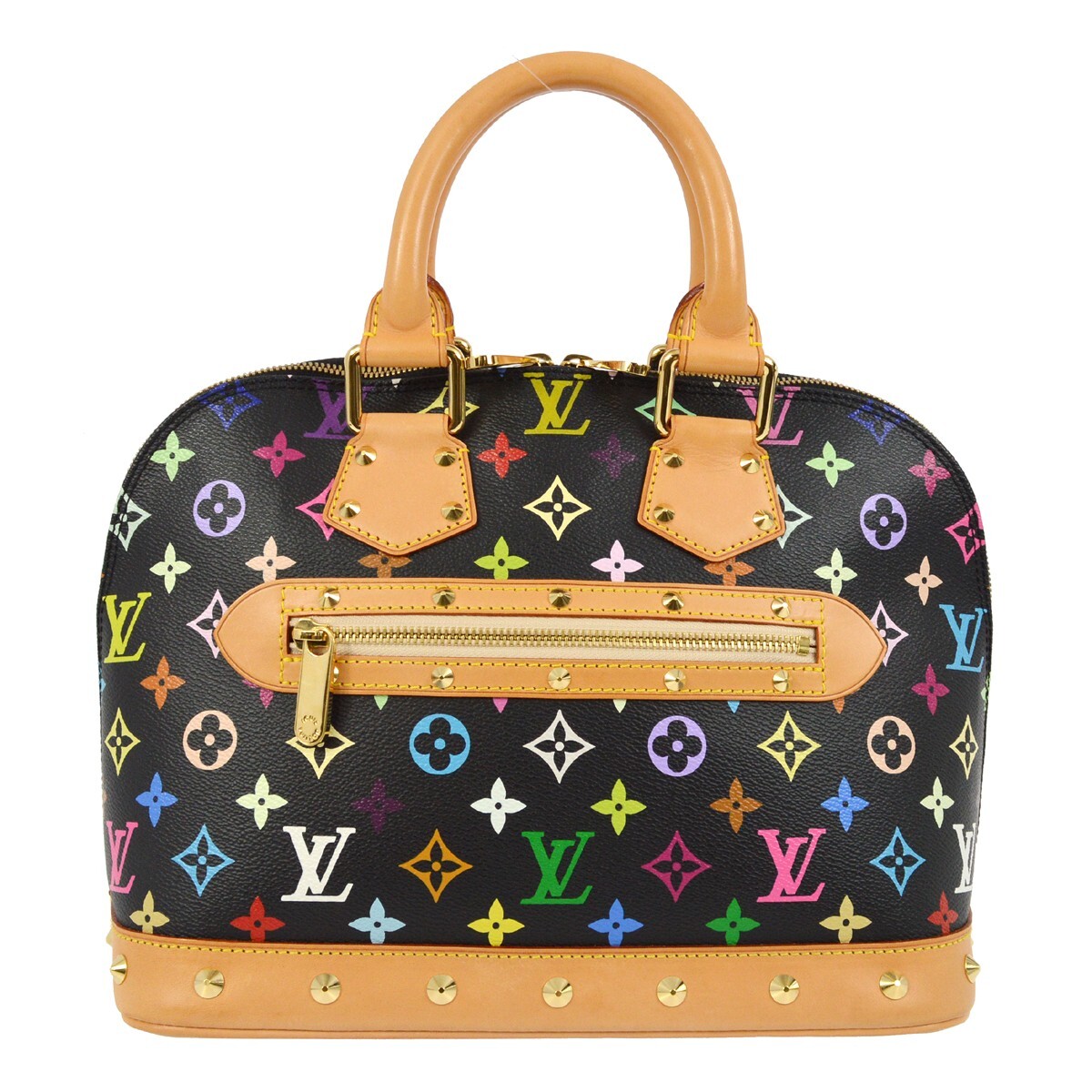 Louis Vuitton Black Monogram Multicolor Alma Handbag M92646 FL0073 