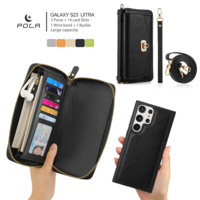 Crossbody Leather Wallet Detachable Magnetic Cover For Samsung S22 S23 S24 Case
