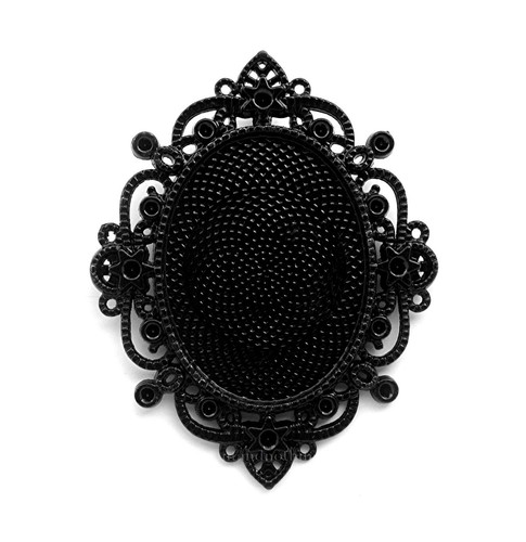 12 Assorted Gothic Black Metallic 40mm x 30mm CAMEO PENDANTS Frames Settings LOT - Picture 2 of 12