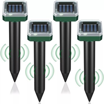 4/8 PACK Solar Power Ultrasonic Mice Gopher Mole Pest Snake Repellent Repeller
