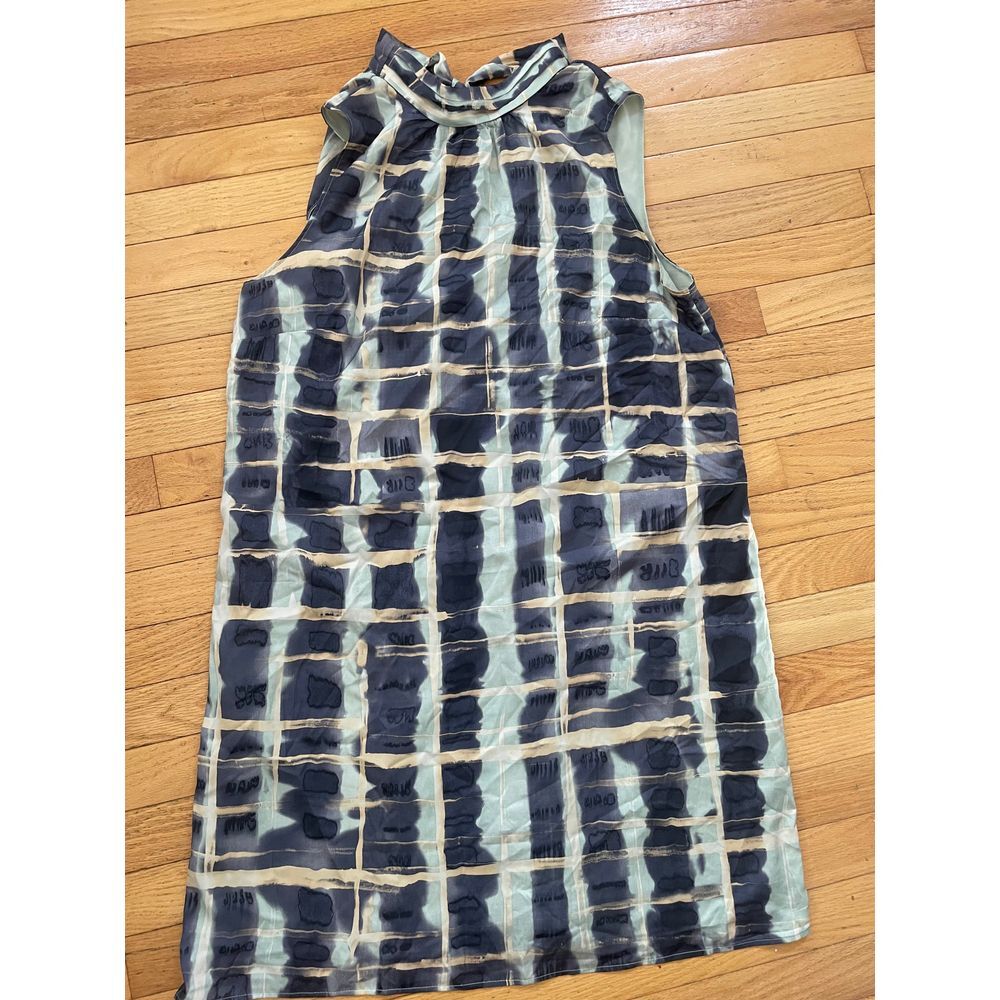 Women's h&m abstract print keyhole tie back dress size large thumbnail 2