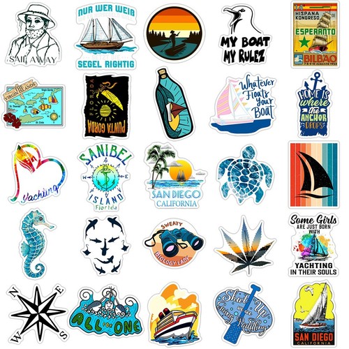 Fishing logo Stickers saltwater lure sailing boat decals Waterproof tackle box - Picture 8 of 60