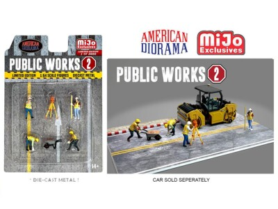 #ad AMERICAN DIORAMA 1:64 SCALE quot;PUBLIC WORKS 2quot; 6 PC DIECAST FIGURE SET AD76519 3D $16.99