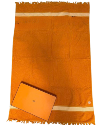 HERMES Paris Cotton Beach Towel Bath Mat Towel line Orange 140 x
