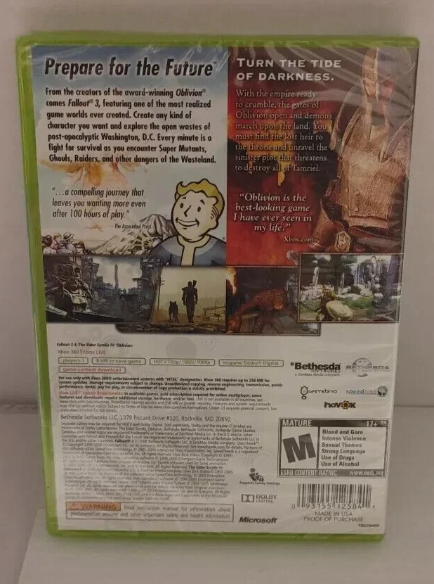 Fallout 3 & Oblivion Double Pack (Microsoft Xbox 360, 2012) - Image 2 of 4