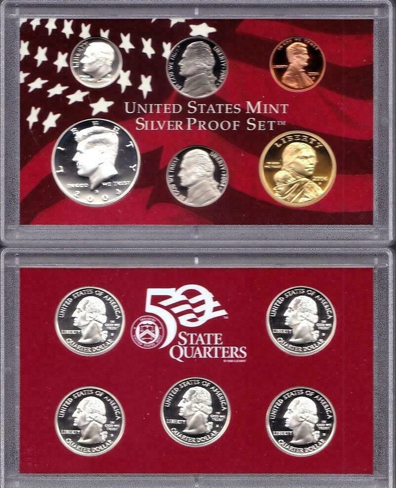 2004 S SILVER PROOF 11 COINS SET X 10 Sets, Total 13,38 Oz. Of SILVER - Image 2 of 4
