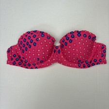 American Eagle Women 32A Bikini Top Swimsuit Pink Purple Diamonds Strapless