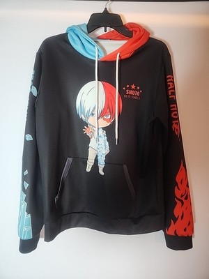 My Hero Academia  Shoto Half Cold Half Hot 2 Pocket Hoodie Pullover Size Large