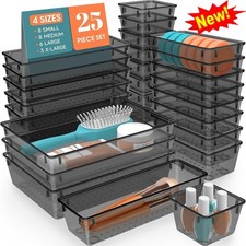 25 PCS Plastic Drawer Organizer Set 4-Size Versatile Organizer Tool Trays New