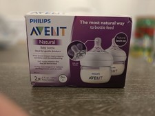 Philips Avent Natural Baby Bottle 2x 2oz 0m Nipples For Gentle Drinkers
