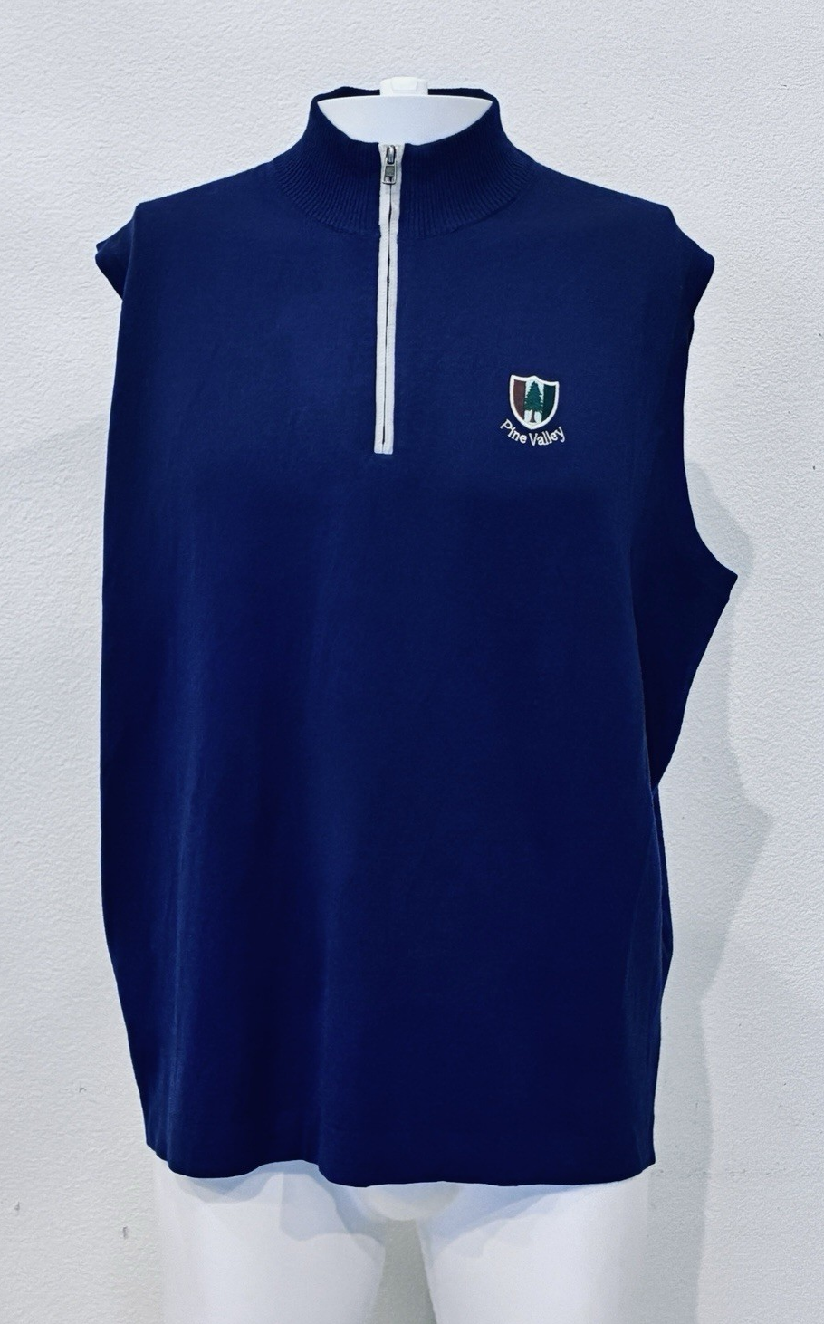 Peter Millar Merino Wool Pine Valley Golf Sweater Vest Mens L Blue 1/4 Zip Rare