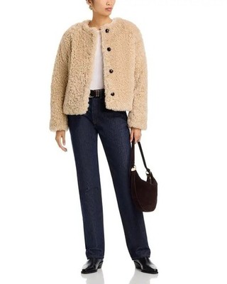 Rag & Bone Sabrina Beige Faux Fur Coat Cropped Shearling Jacket XXS NWT Teddy