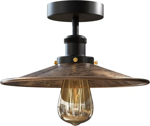Vintage Flush Mount Ceiling Light Fitting Set Industrial Retro Metal E27 Lamp