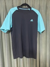 ADIDAS CLIMALITE mens blue Mesh sleeves Athletic Shirt Black Medium