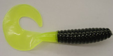 5" Fat Grub Bass Plastic Worm Black Chatreuse Tail 50 Pack Bulk Bag Jig Trailer