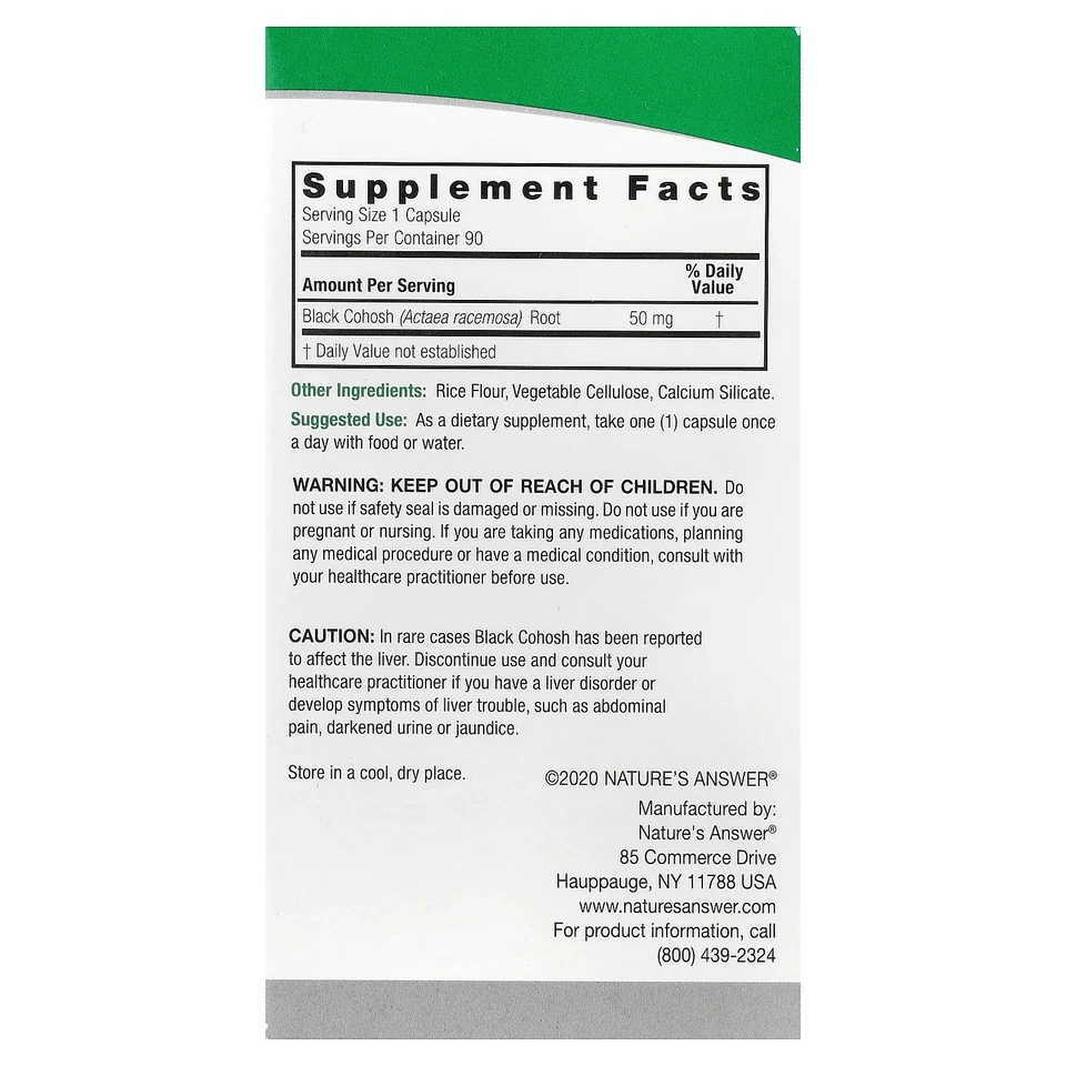 Cohosh negro, hierba de espectro completo, 50 mg, 90 cápsulas vegetarianas Foto 2 de 3