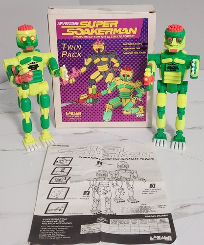 Vtg 1991 Larami Super Soakerman Twin Pack Htf Collectors Piece Complete In Box