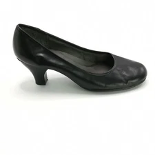 Aerosoles Shoes Womens Pump Wise Guy Black Leather Slip On Mid Heel Casual 9