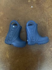 Crocs Unisex Baby Toddler Blue Rain Boots US C 5 Rubber Pull-On