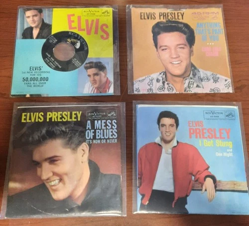 Lot Of 4 Elvis Presley RCA 45s In Pic Sleeves VG+ Stuck On You I Got Stung Etc