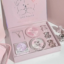 ART VALUE 7PC Makeup Sets Include 3 Colors Matte Lip Mud,1 Pressed Powder,1 Blus