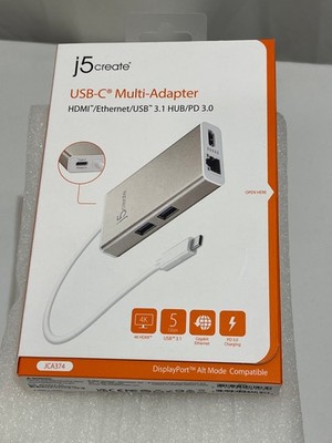 j5create USB-C Multi-Adapter HDMI, Ethernet, USB 3.1 HUB, PD 2.0 - Model JCA374 