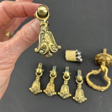 6 Antique Solid Brass drawer Pulls Patina 2 Sizes Bigger One Has Snake Heads