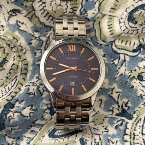 Sekonda Men’s Quartz Watch Blue Dial Date 50m Stainless Steel Bracelet 1191F