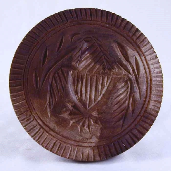 Vintage Carved Wood Primitive Butter Print American Eagle & Shield Toothed Edge - Image 2 of 4