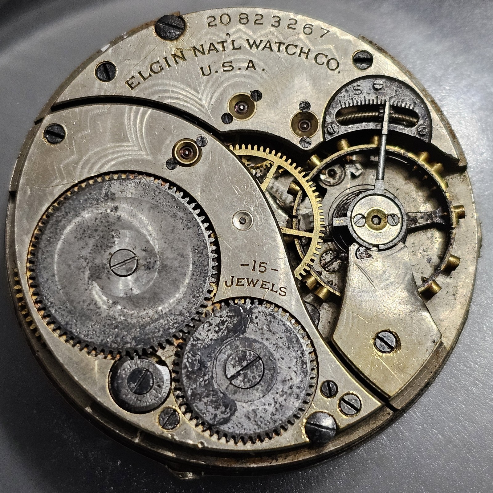 1918 Elgin Grade 315 12S 15j Mod 3 Class 114 Pocket Watch Movement Parts Repair