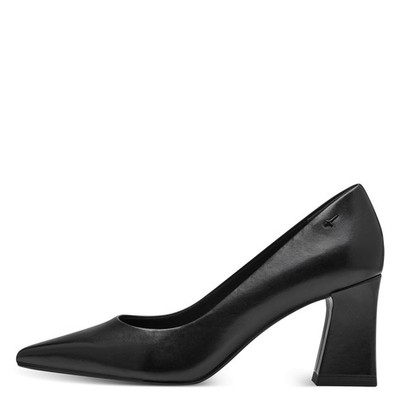 Tamaris Damen Pumps 22427 Schwarz - spitzer Lederpumps mit Fußbett