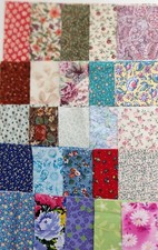 Lot of 50 10" Squares Quilt Cotton FLORALS 25 Designs 2 Each