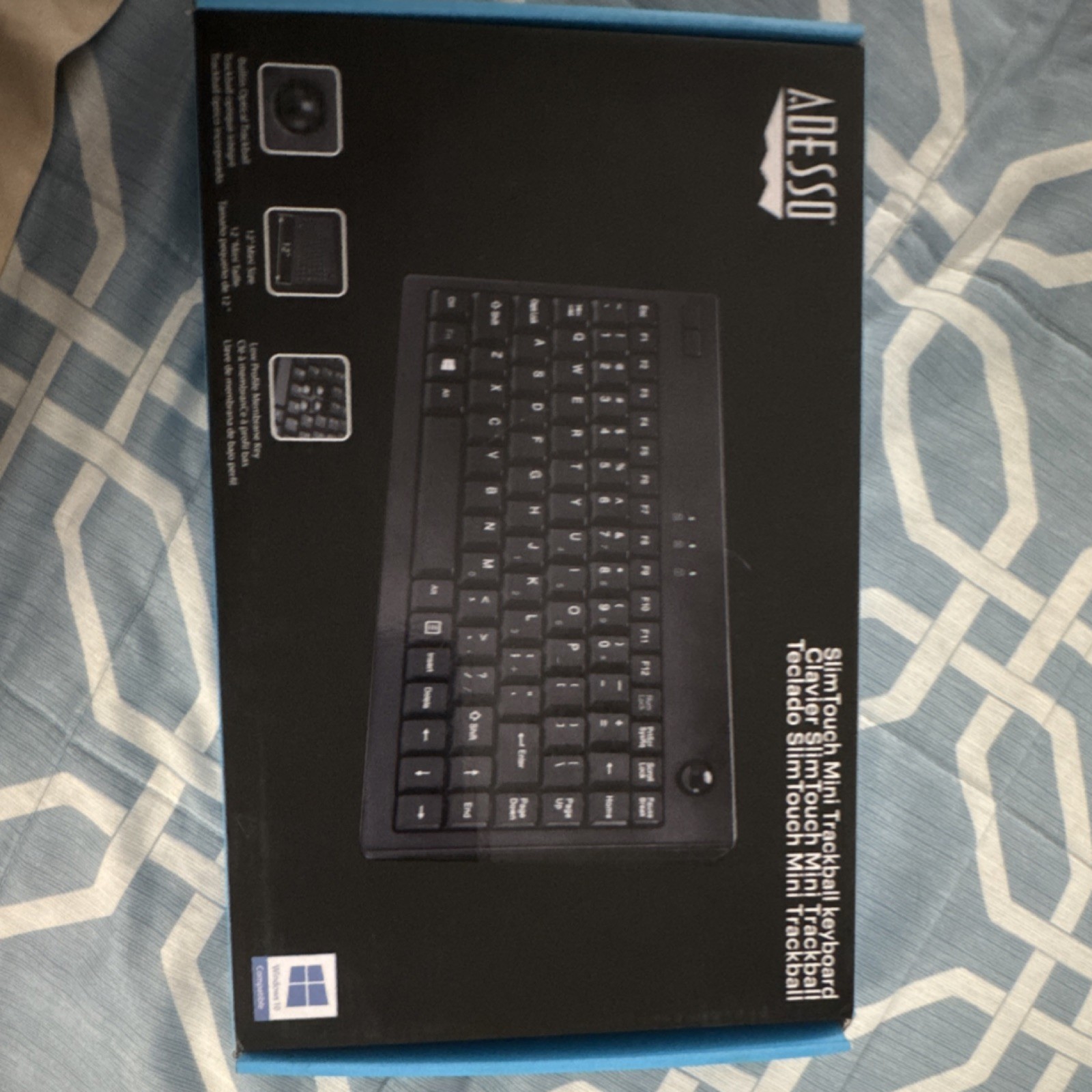 Adesso EasyTouch Mini Trackball Keyboard AKB-310UB Black USB