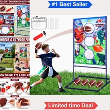 Football Toss Game 4 Inflatable Balls Pump Scoreboard Indoor Outdoor Kids