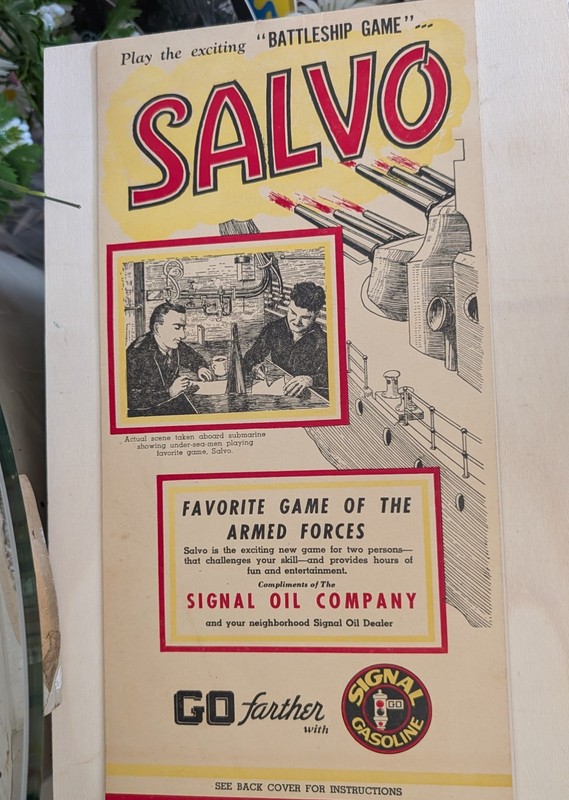 Rare Salvo Game. Paper Battleship Game. Unused. Armed forces Game.