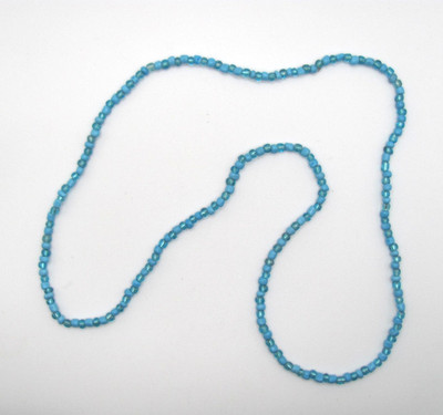 13 IN. TWO SHADES OF AQUA BLUE GLASS BEADS GLASS MARDI GRAS BEAD