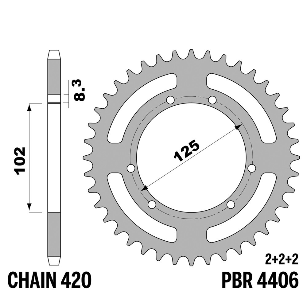 Pignon arrière PBR 420 53 dents en fer pour une transmission fluide sur Bultaco Astro 50