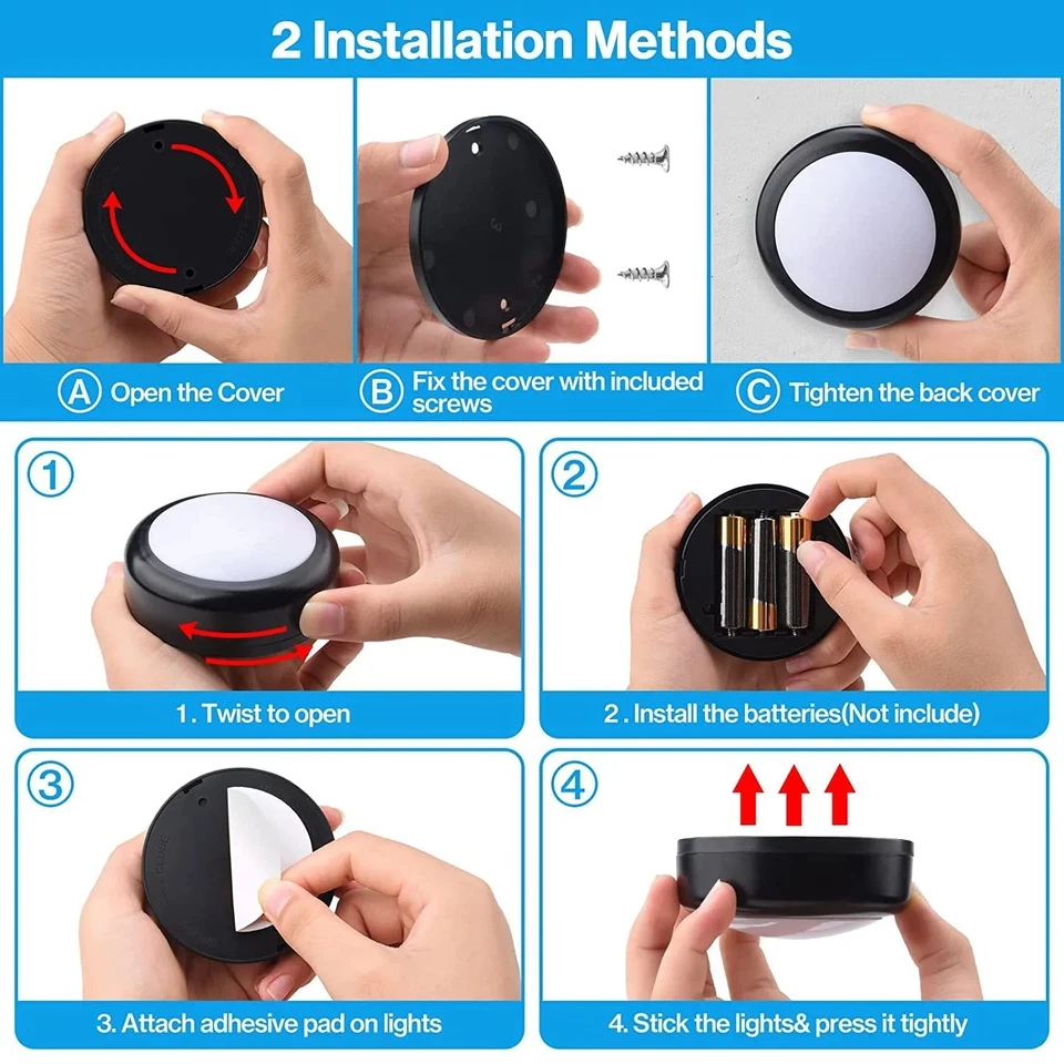 RGBW LED Puck Lights Wireless Remote Dimmable Lighting Kitchen Closet Cabinet AU - image 4 of 4