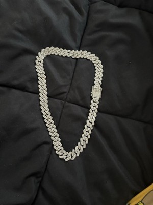 Iced-Out Cuban Link Chain   18K White Gold Plated, Fully Bust Down