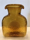 Blenko Style Dark Amber Glass Double Spout Water Bottle Carafe Pitcher