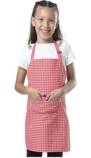 Red And White Check Design Chef Apron For Kids Set Of 5 Age 6-12